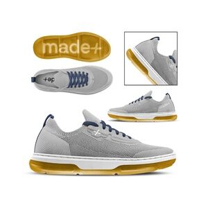 Made+ Plus Skiff Grey Navy Boat Shoes Men size 12 W13.5 Sneakers Sustainable USA